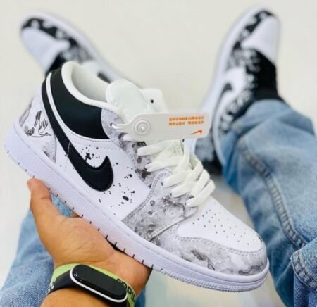 Air Jordan 1 Low Monochrome Splatter White Black