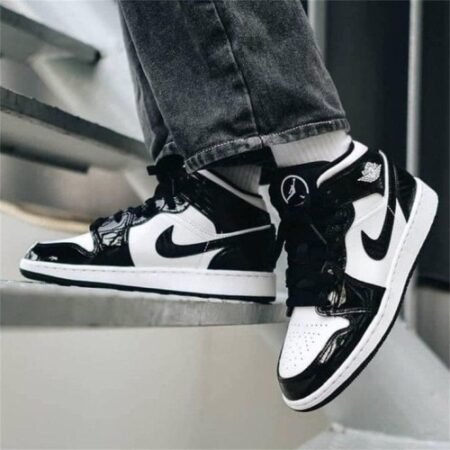 Jordan Retro 1 Mid Carbon Fiber Black White For Mens